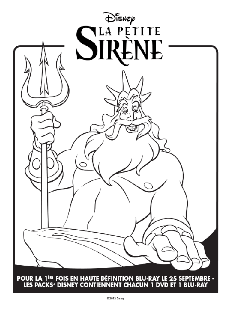 Coloriage Disney La Petite Sirène Officiel Affiche Roi Triton - Ariel la petite sirène à imprimer